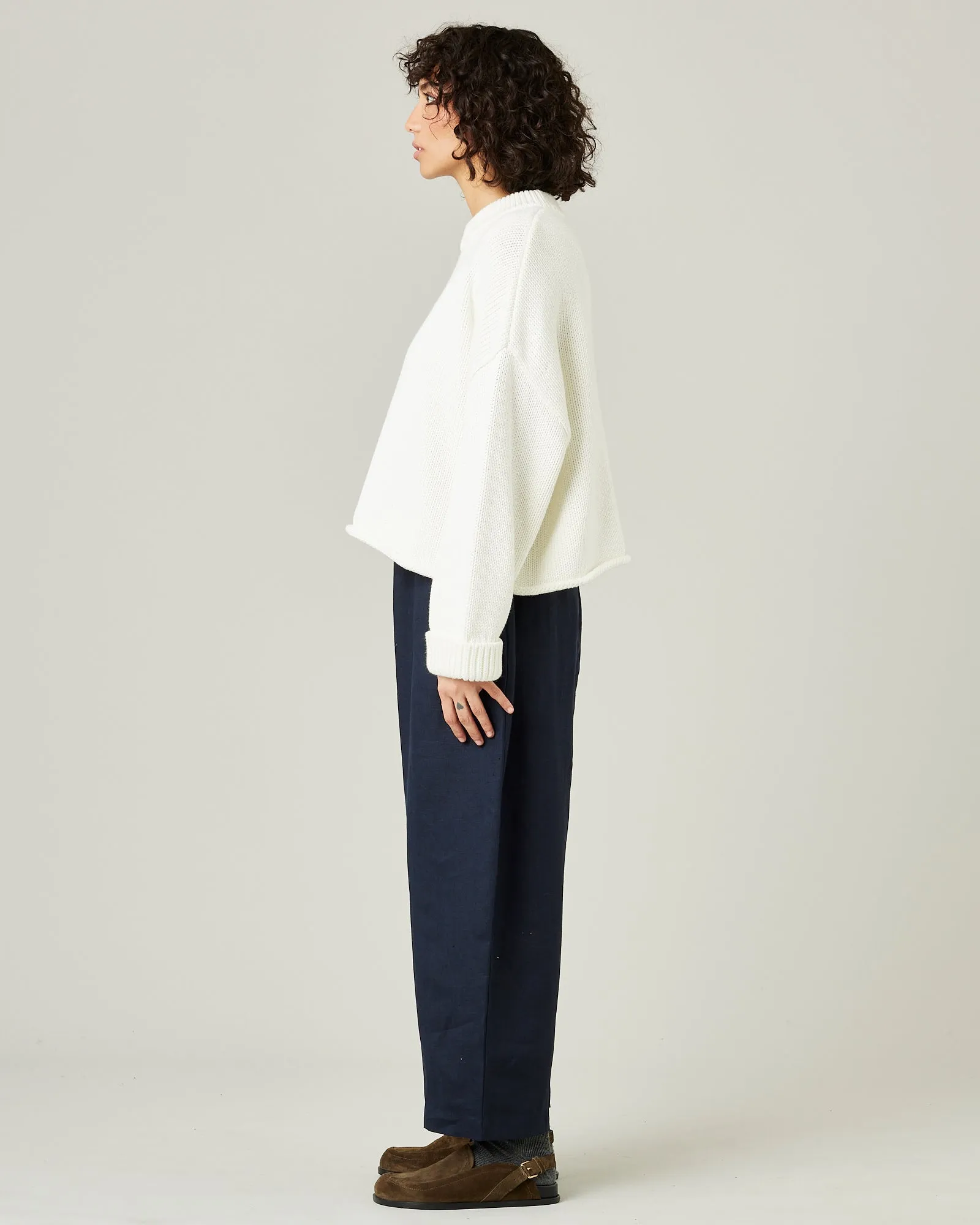 Mabel Navy Linen Trousers