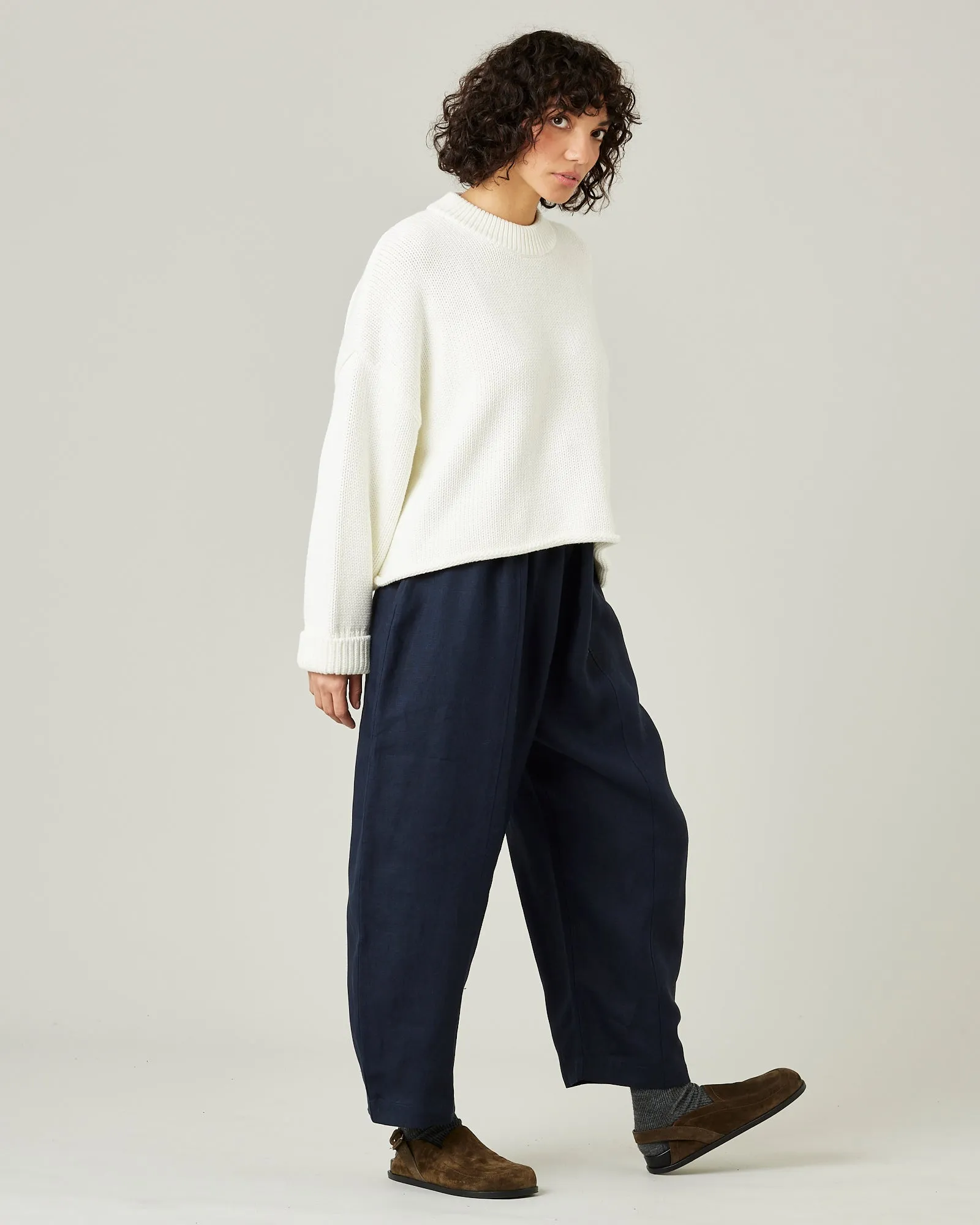 Mabel Navy Linen Trousers