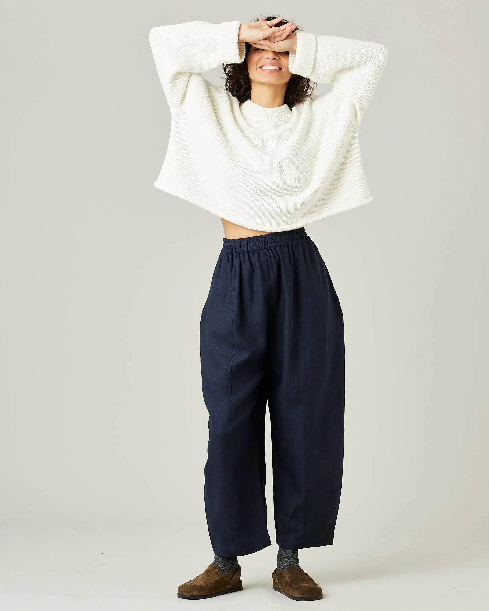 Mabel Navy Linen Trousers