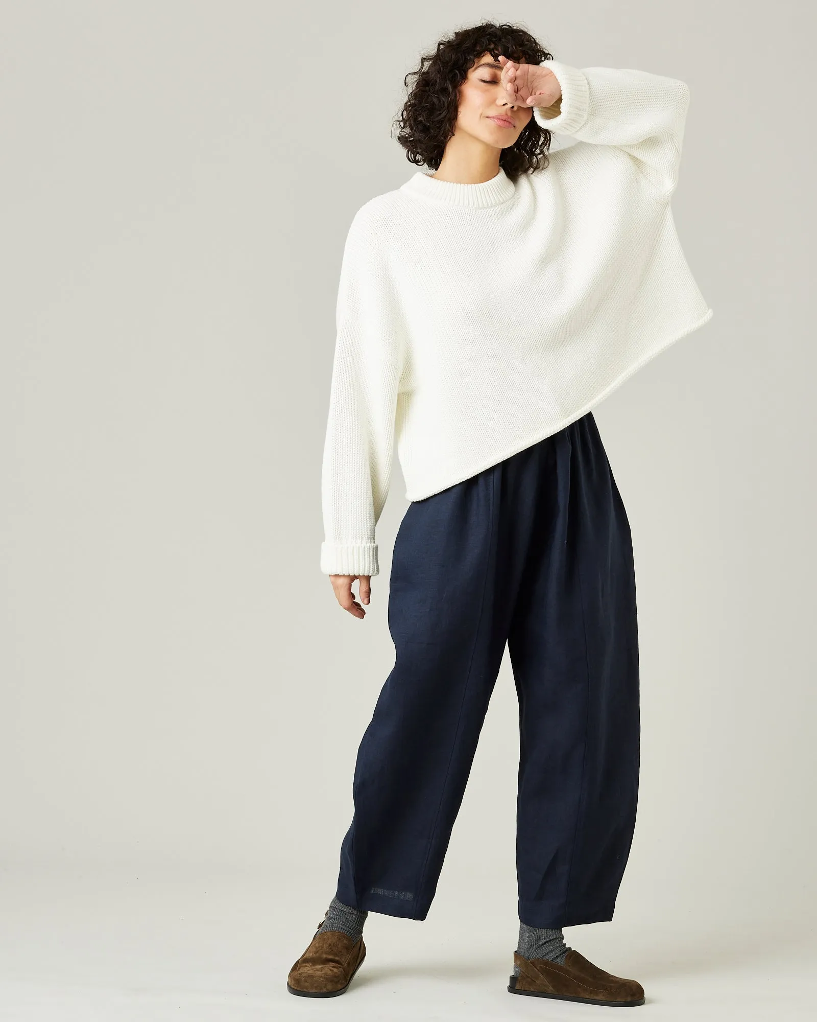 Mabel Navy Linen Trousers