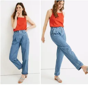Madewell Pleated Taper Wide Leg Jeans Size 4