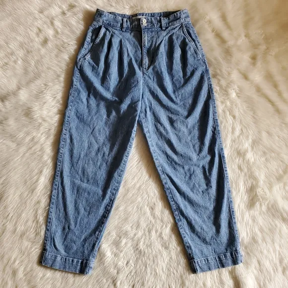 Madewell Pleated Taper Wide Leg Jeans Size 4