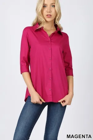Magenta Button Down Top