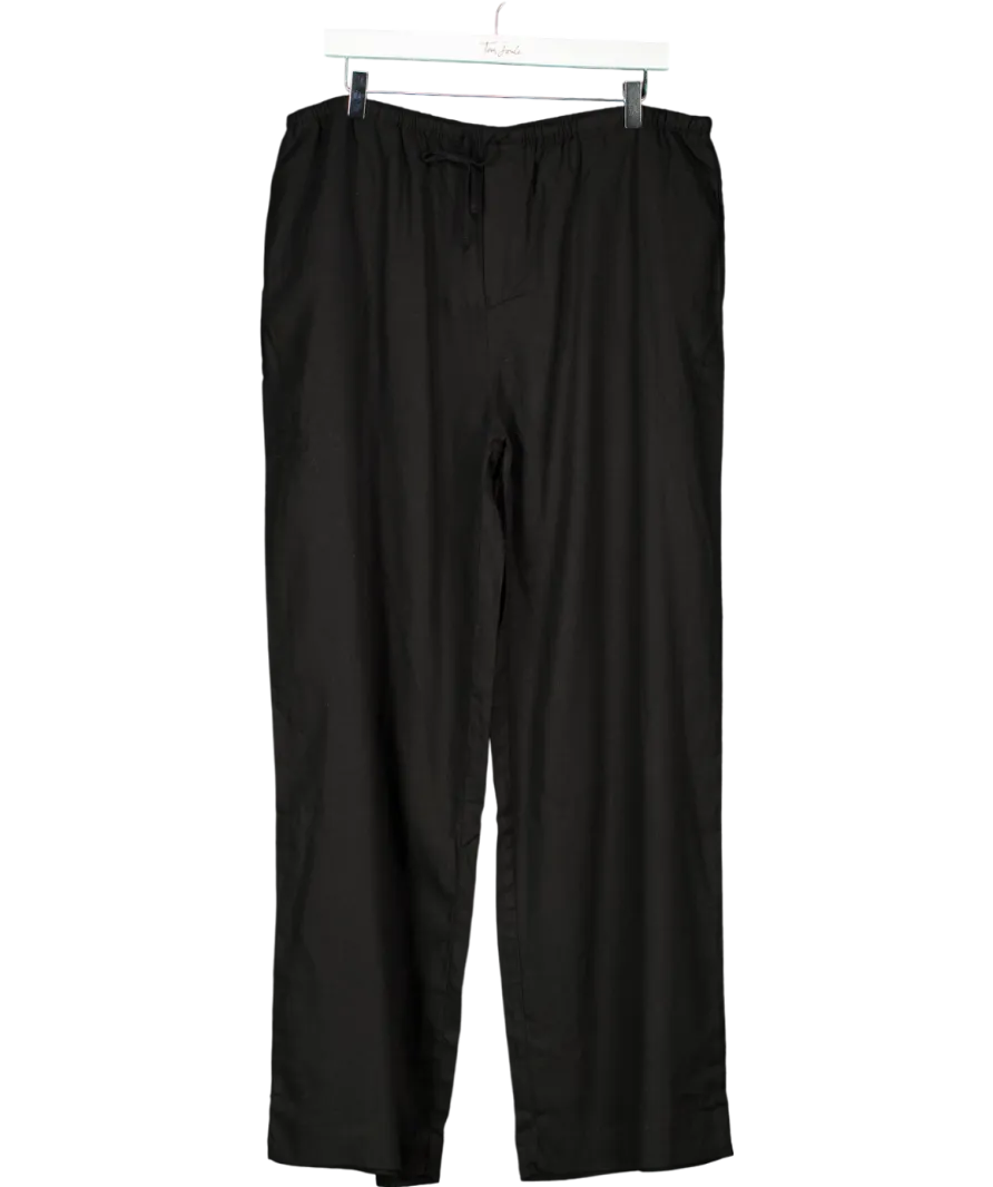 MANGO Black Travis Straight Linen-blend Trousers UK XL
