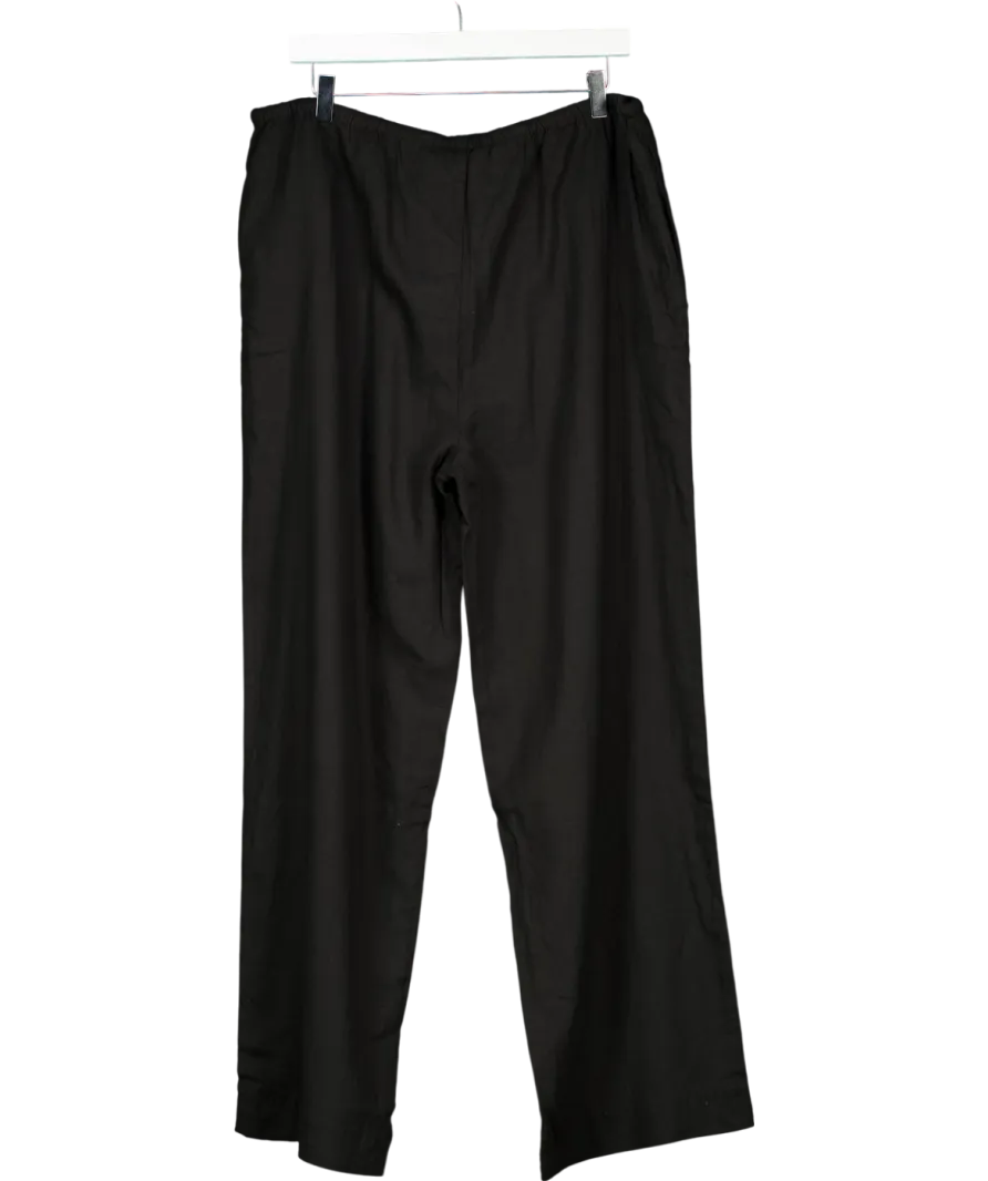 MANGO Black Travis Straight Linen-blend Trousers UK XL