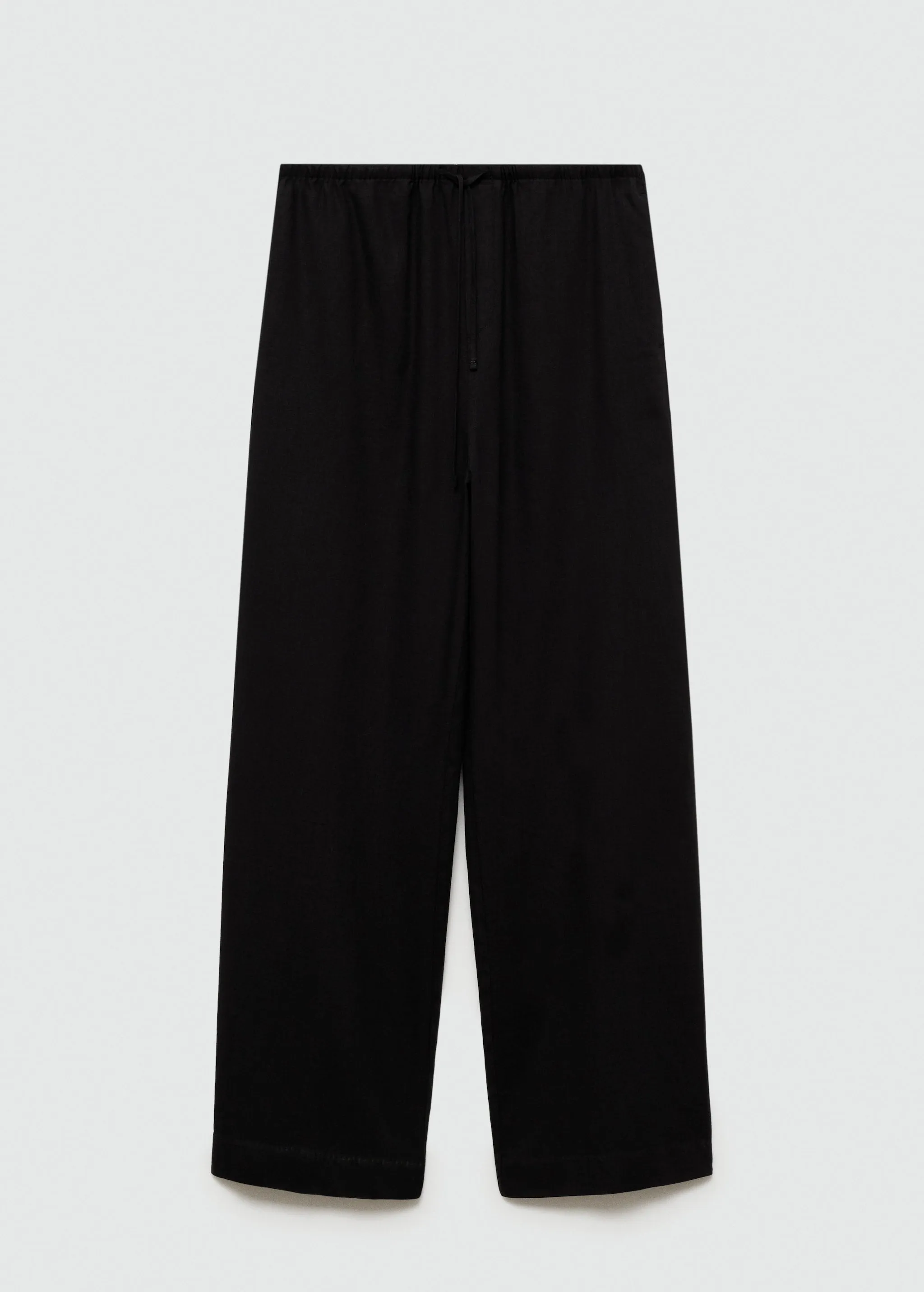 MANGO Black Travis Straight Linen-blend Trousers UK XL