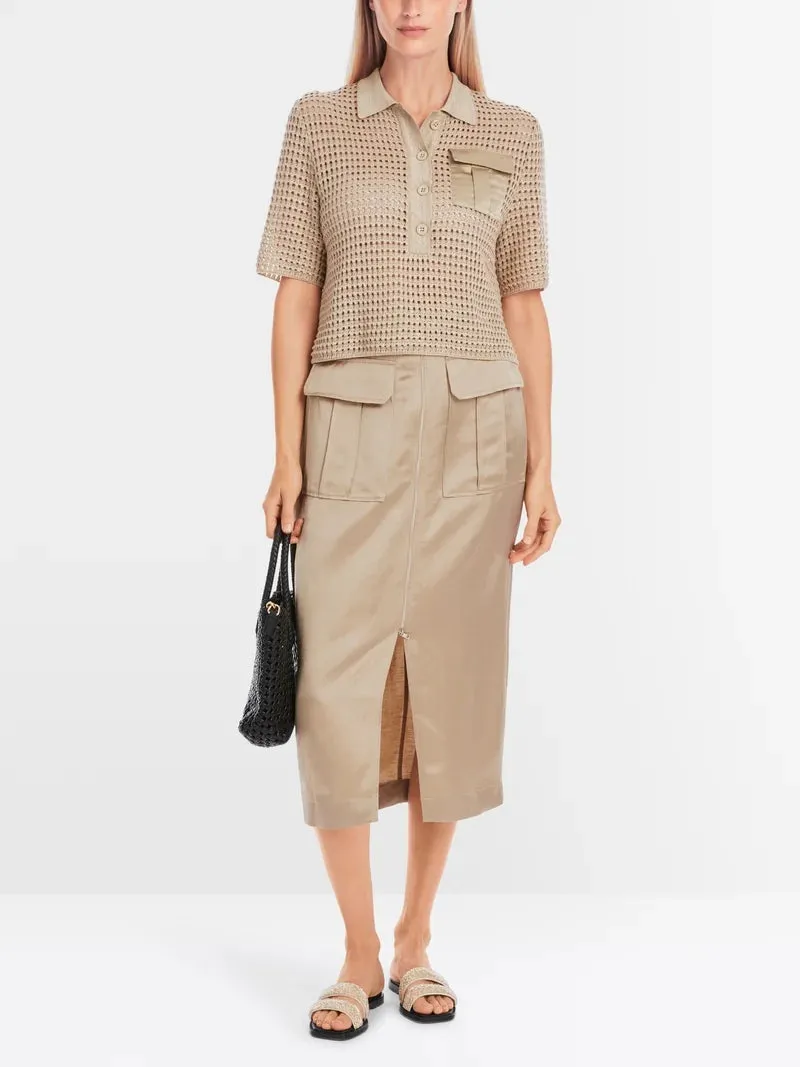 Marc Cain Beige Knit Polo Shirt