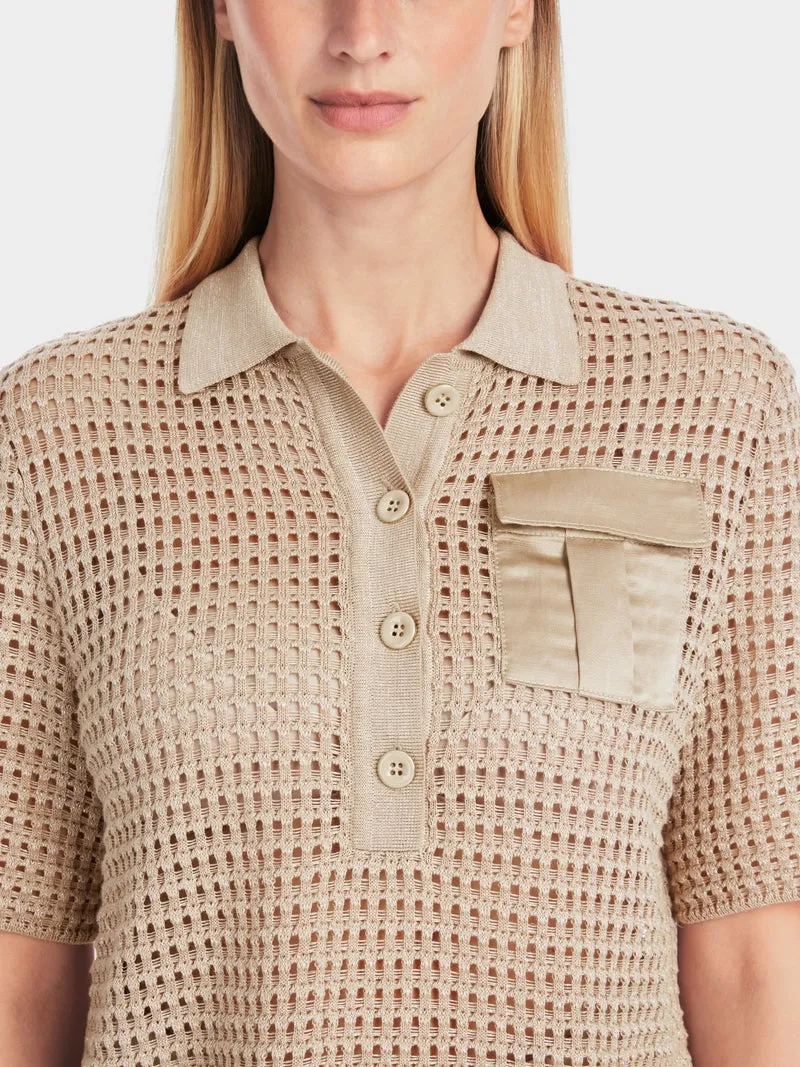 Marc Cain Beige Knit Polo Shirt