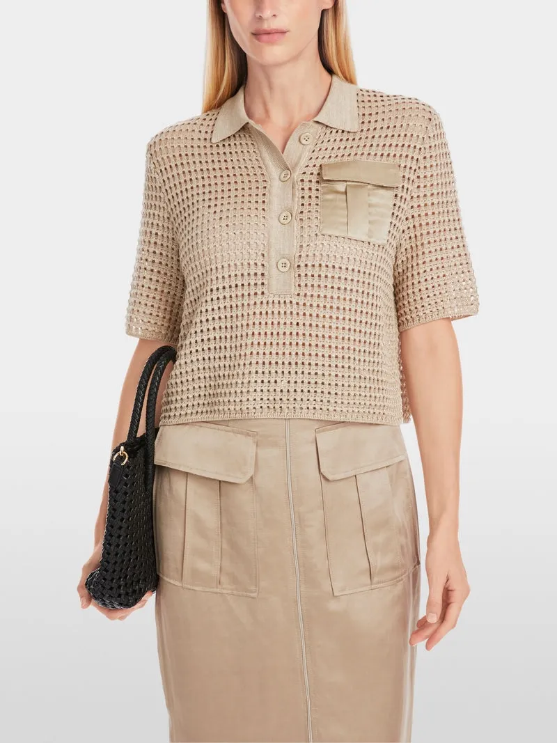 Marc Cain Beige Knit Polo Shirt