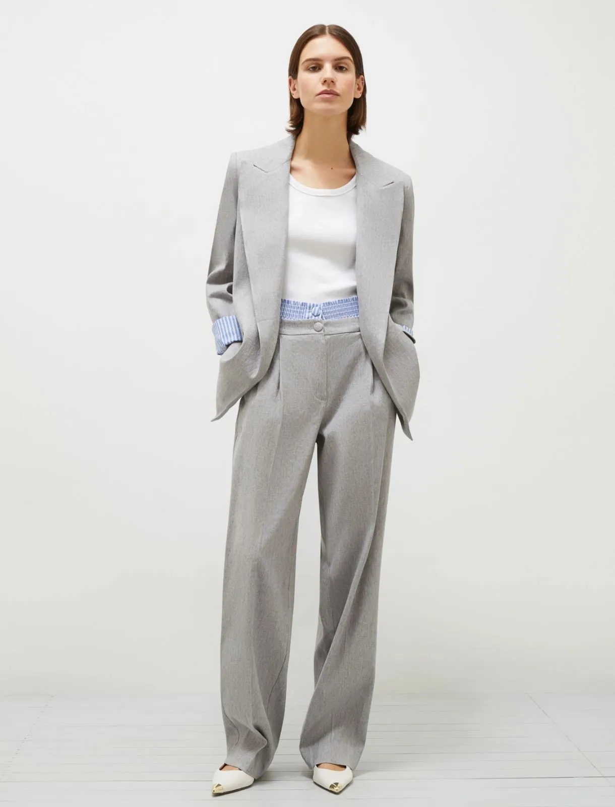 [MARELLA] Impeto Stretch Linen Blend Blazer - Grey