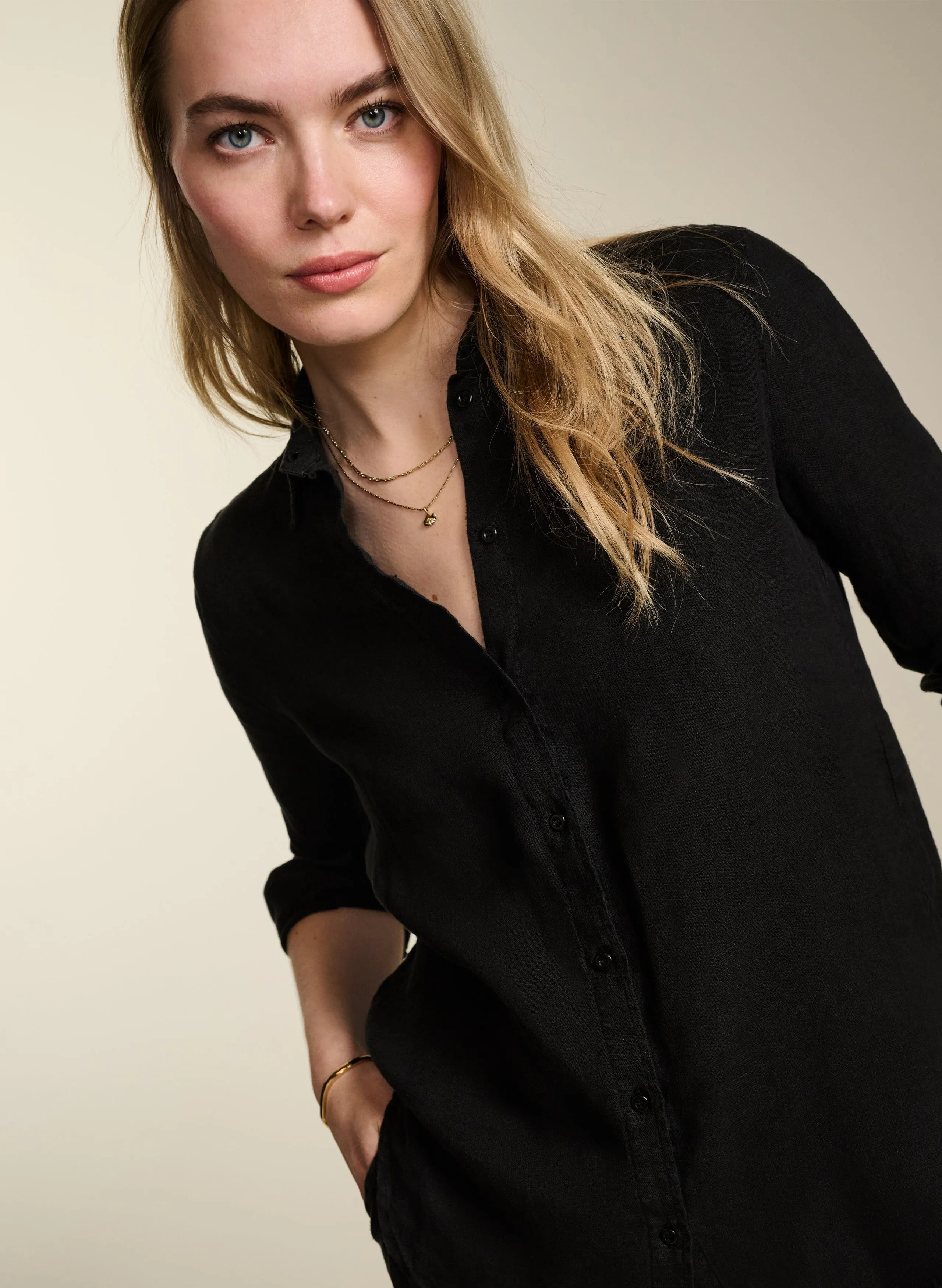 Martine Linen Shirt | Caviar Black