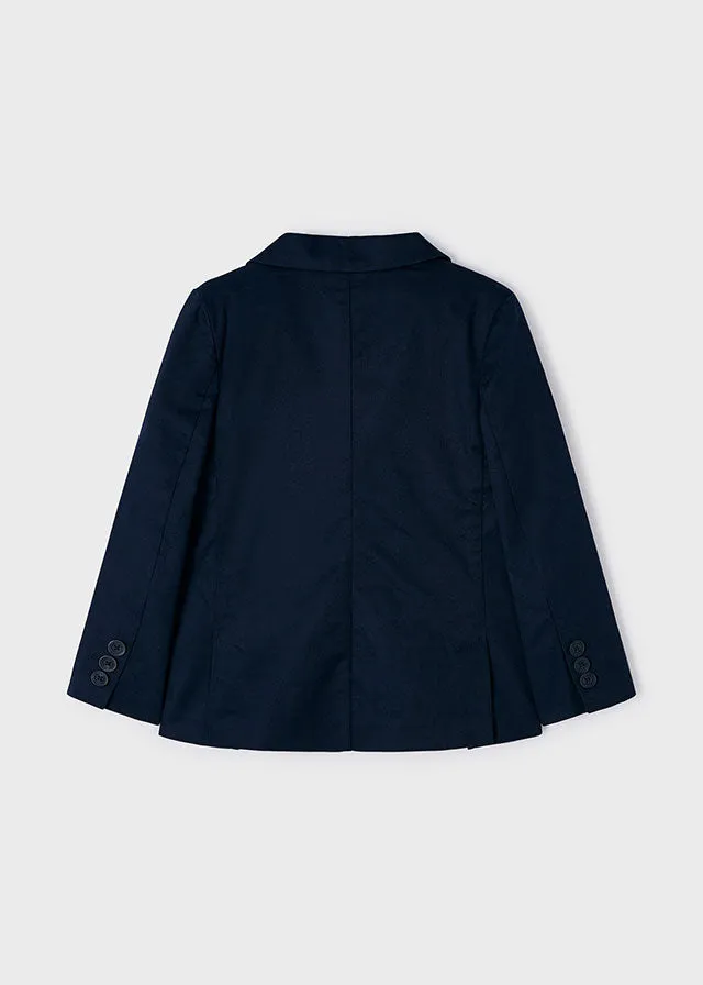 Mayoral 140 White Long Sleeve Shirt, 3541 Stripe Trousers and 3486 Navy Blazer In Stock Now