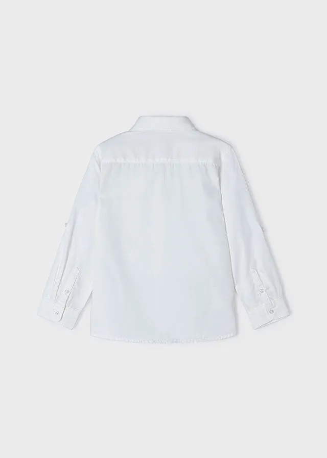 Mayoral 140 White Long Sleeve Shirt, 3541 Stripe Trousers and 3486 Navy Blazer In Stock Now
