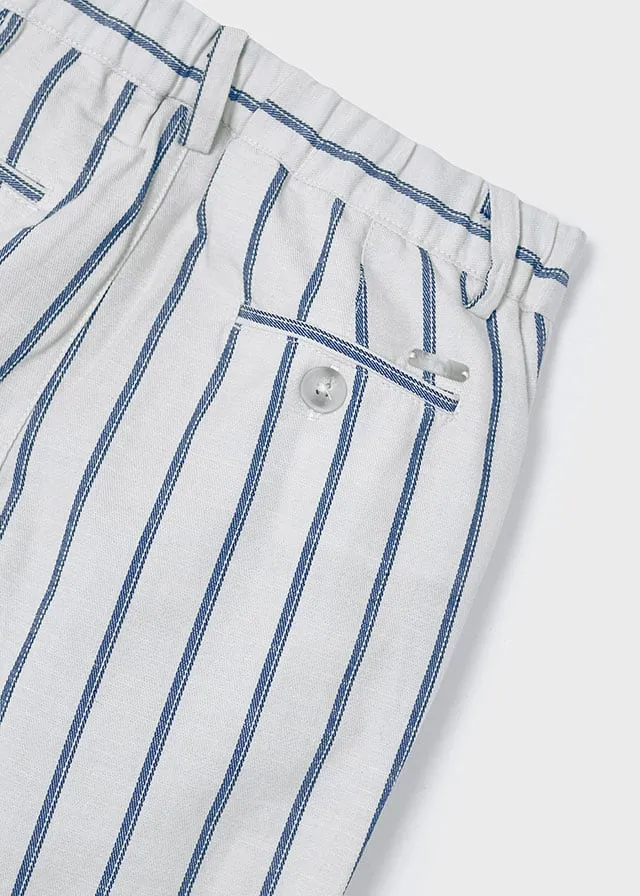 Mayoral 140 White Long Sleeve Shirt, 3541 Stripe Trousers and 3486 Navy Blazer In Stock Now