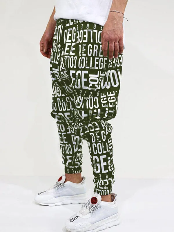 Men's Letter Allover Tapered Pants