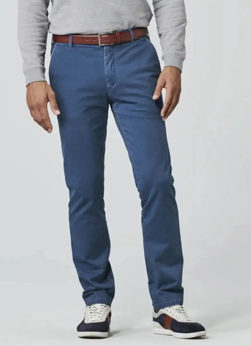 Meyer Men's Chino Trousers New York 1-5000/18 Luxury Cotton Blue
