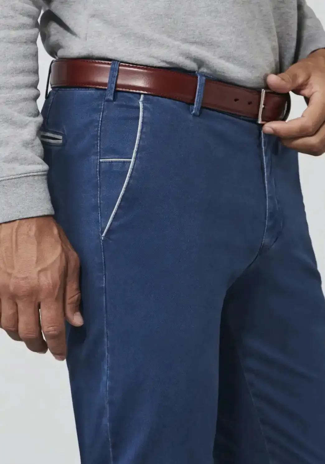 Meyer Men's Chino Trousers New York 1-5000/18 Luxury Cotton Blue