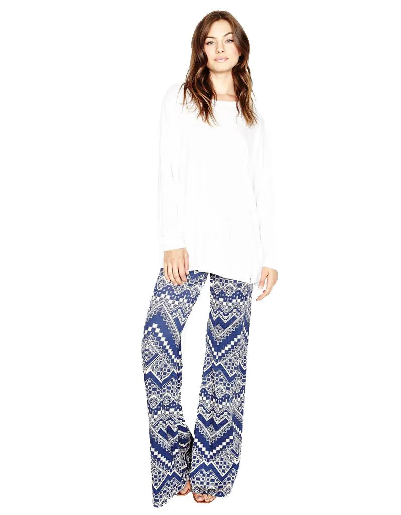 Michael Lauren Derby Wide Leg Pant in Blue Zig Zag