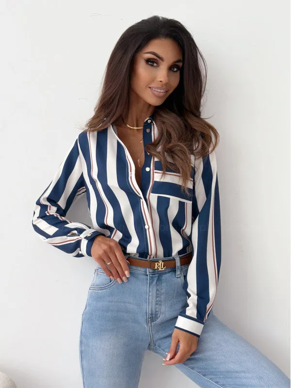 Monika | Neat Women's Blouse with Satin Print