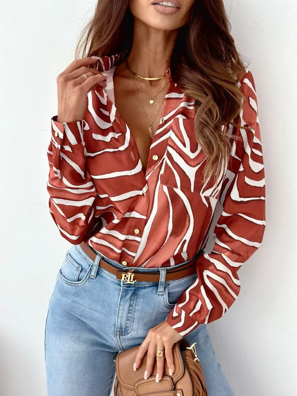 Monika | Neat Women's Blouse with Satin Print