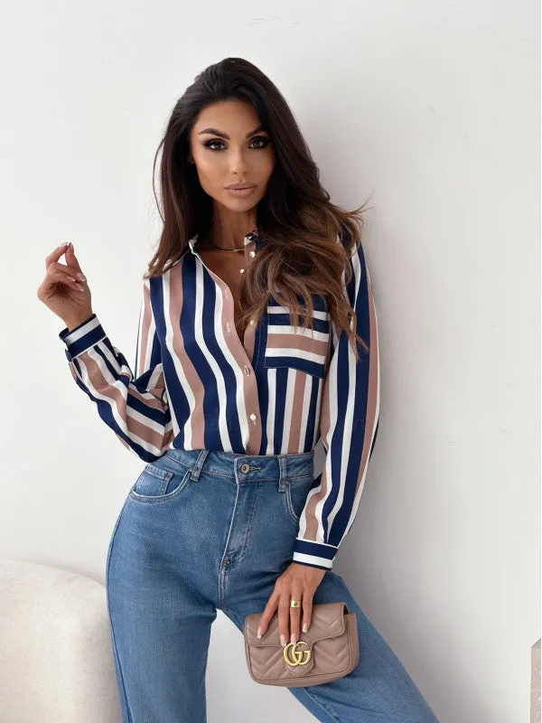 Monika | Neat Women's Blouse with Satin Print