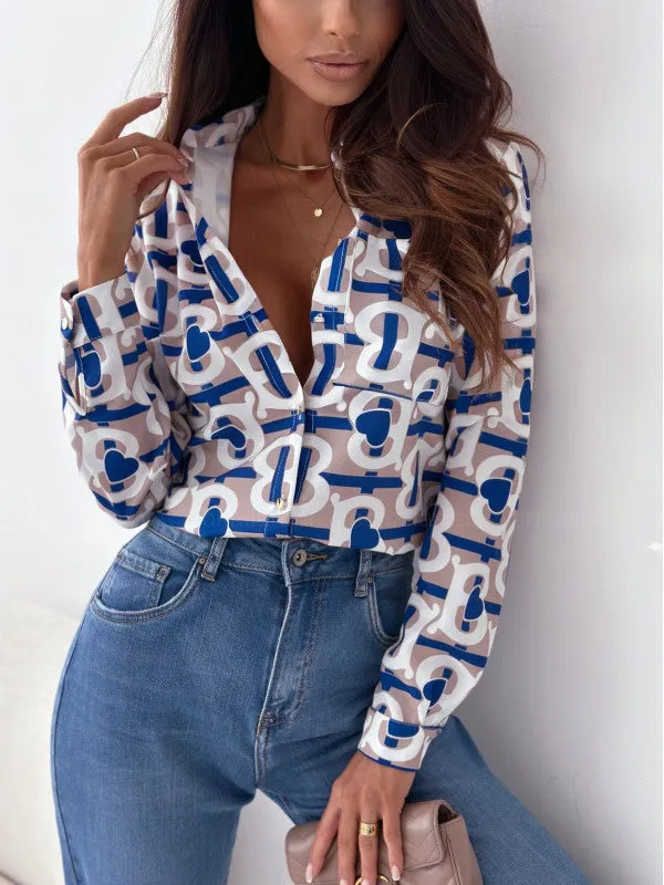 Monika | Neat Women's Blouse with Satin Print