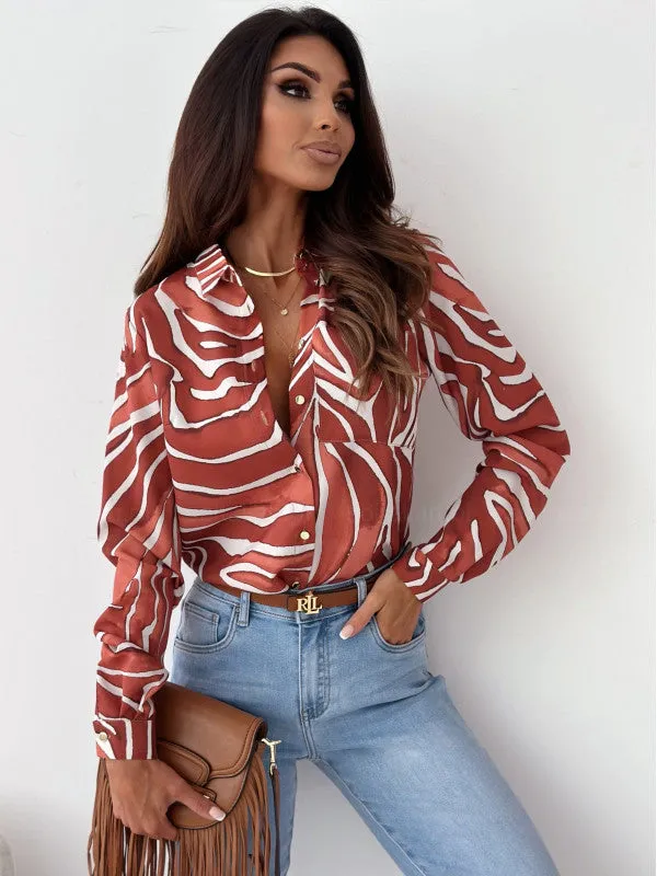 Monika | Neat Women's Blouse with Satin Print