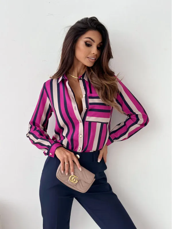 Monika | Neat Women's Blouse with Satin Print