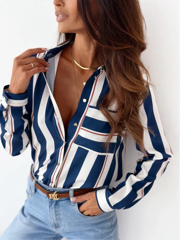 Monika | Neat Women's Blouse with Satin Print