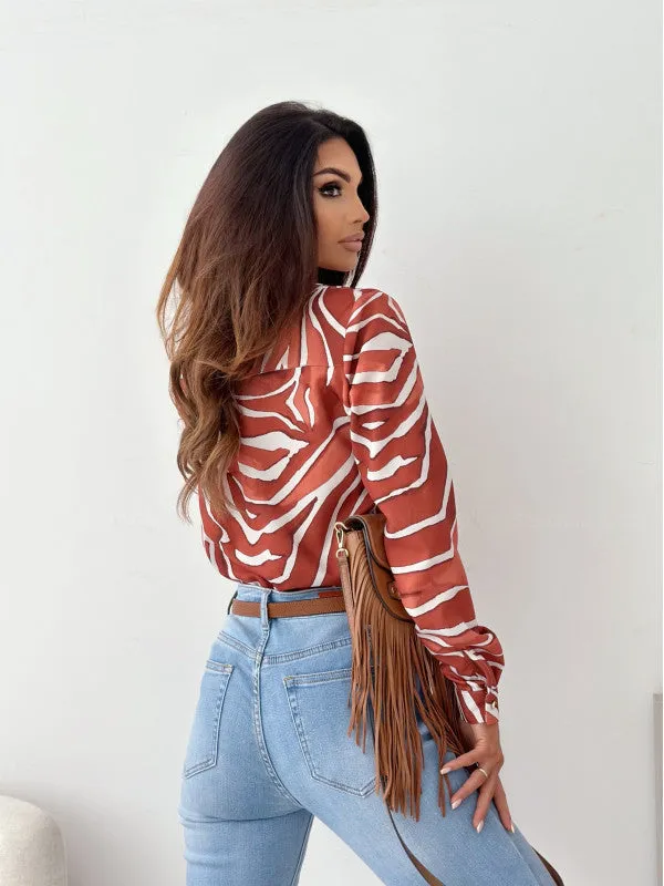 Monika | Neat Women's Blouse with Satin Print