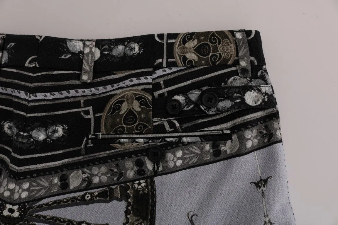 Multicolor Dragon Print Capri Pants