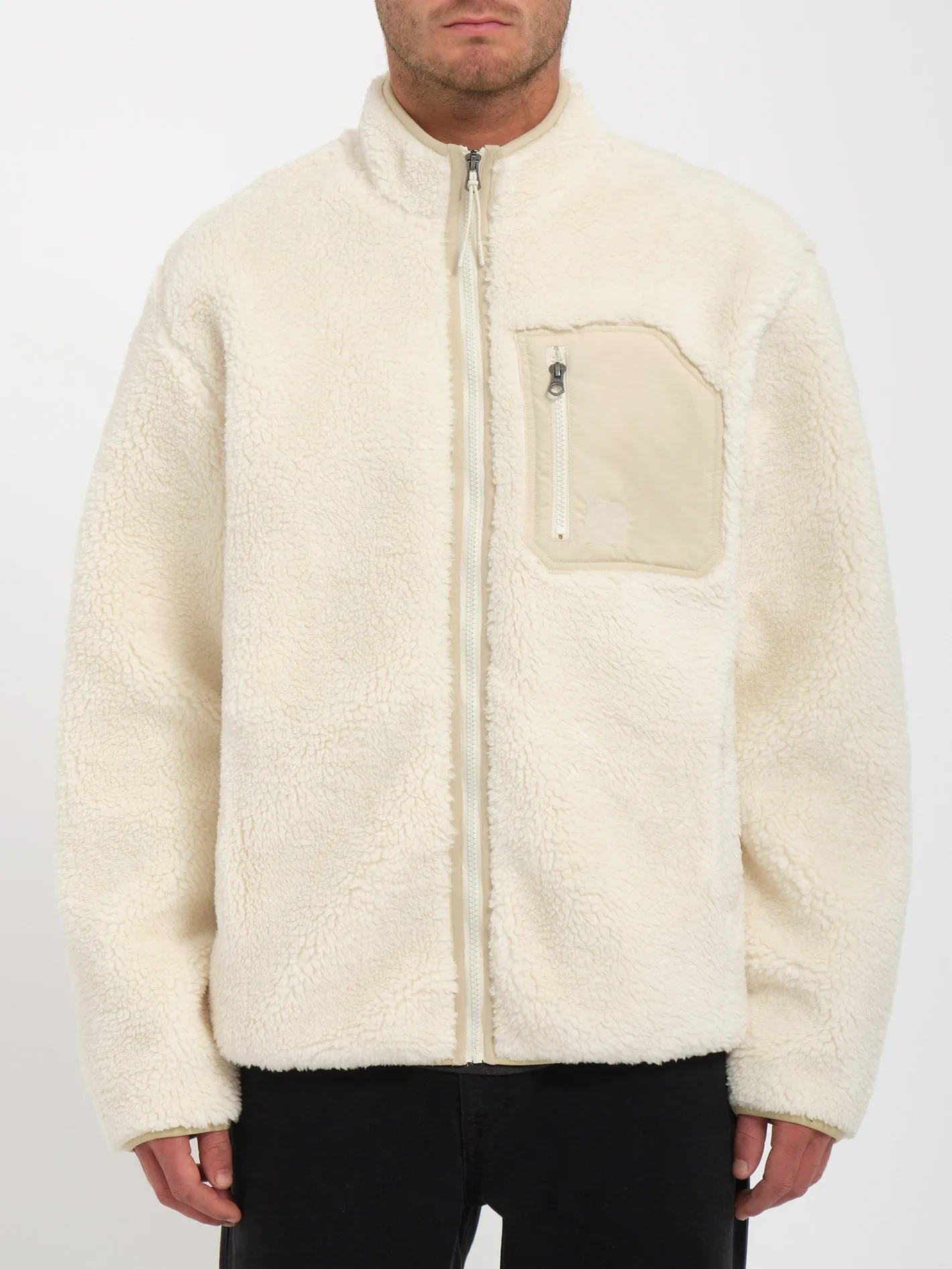 Muzzer Fuzzar Zip Sherpa Sweatshirt - DIRTY WHITE