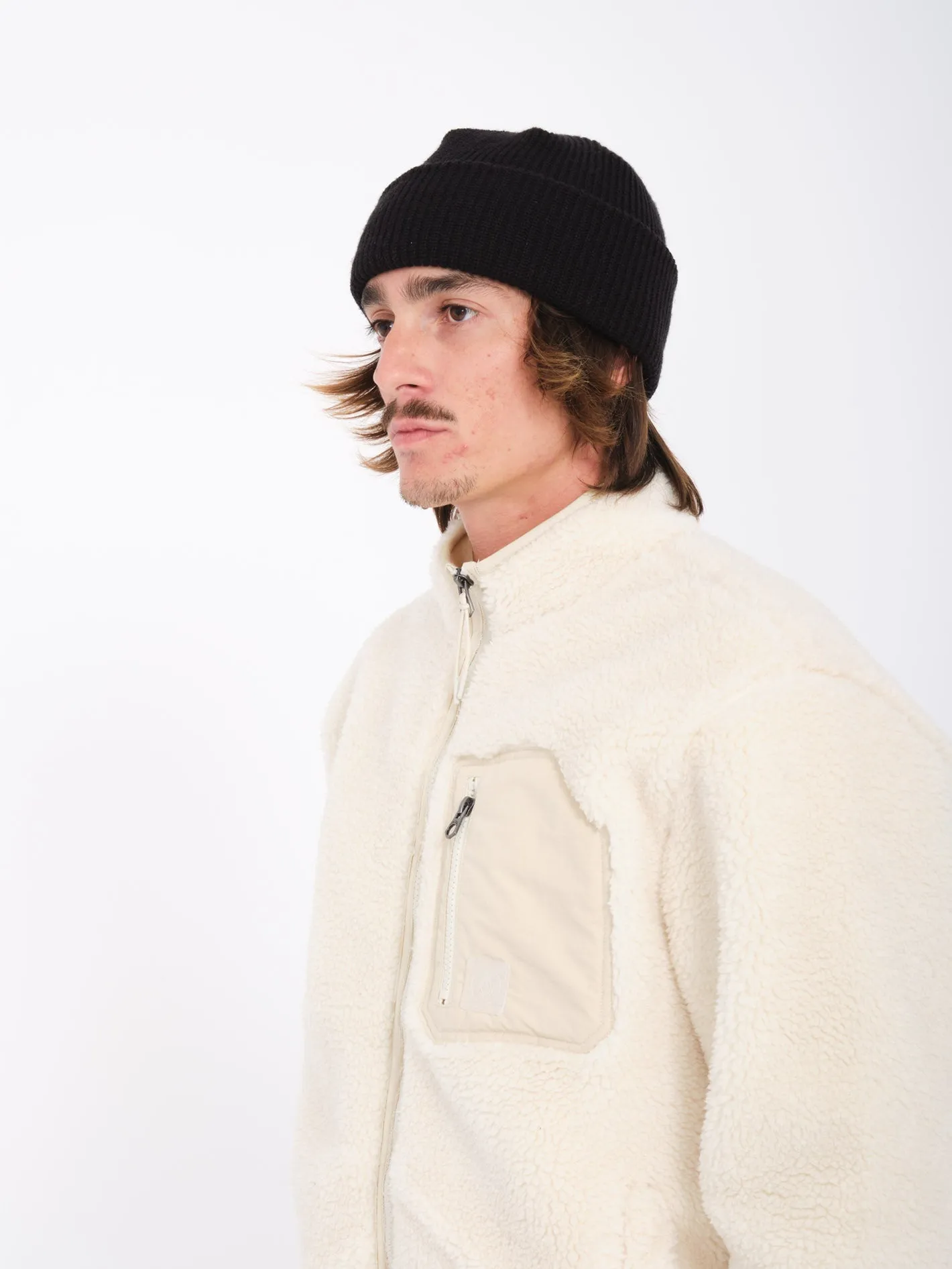 Muzzer Fuzzar Zip Sherpa Sweatshirt - DIRTY WHITE