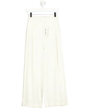 NA-KD Cream Linen Blend Ankle Length Trousers UK 4