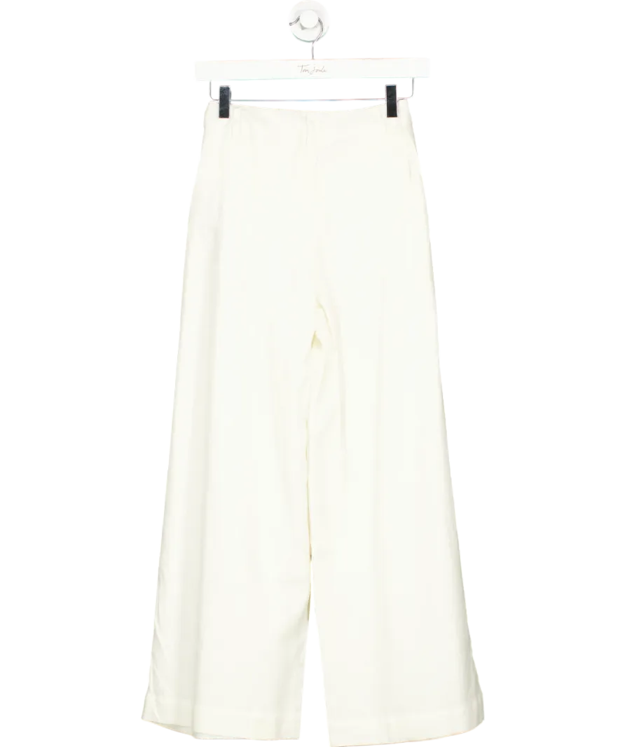 NA-KD Cream Linen Blend Ankle Length Trousers UK 4