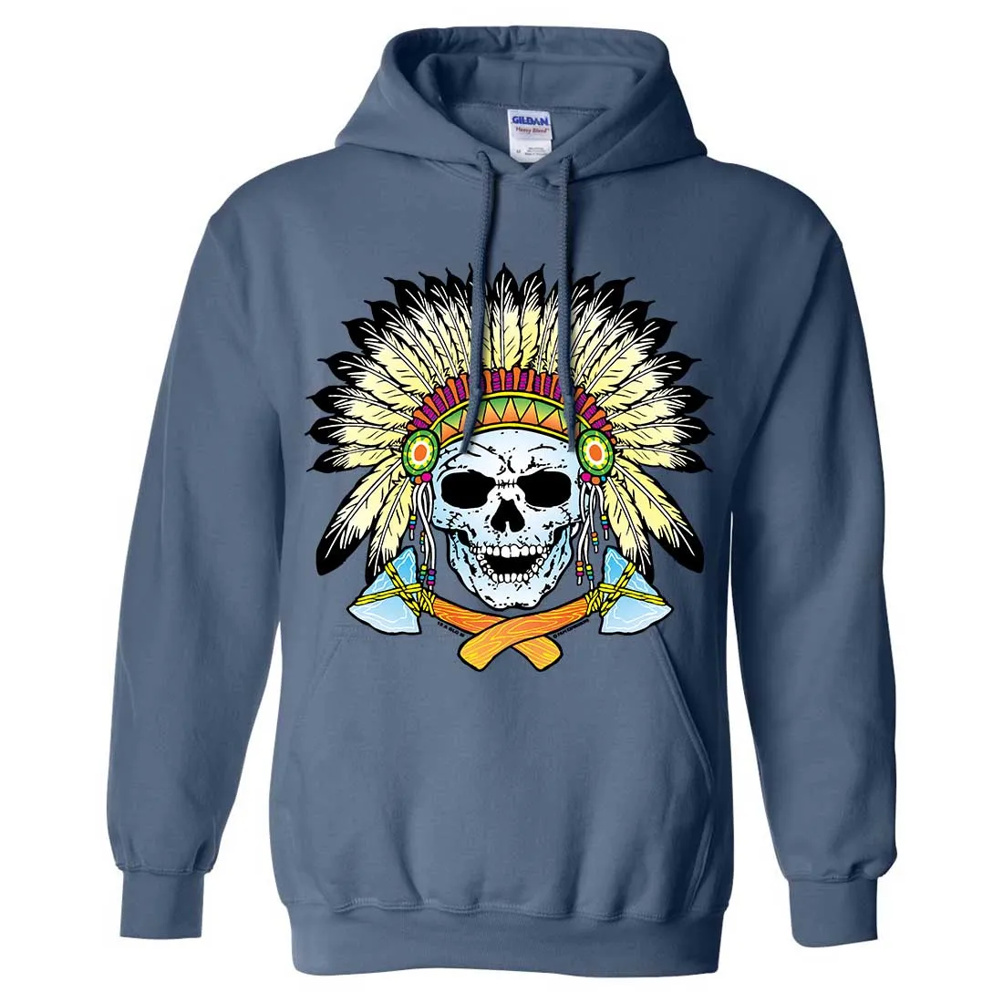 Native American Indian Skeleton Tomahawk Chief Sweatshirt Hoodie