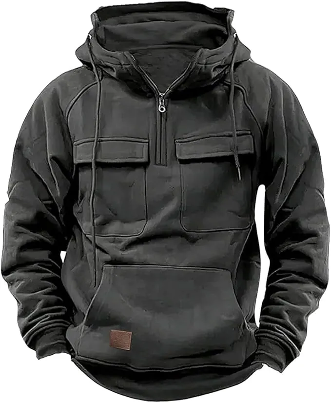 New Carhartt Dupe 1/4 Zip Workwear Double Pocket Hoodies for Men, Grey Sz XL! Unbranded