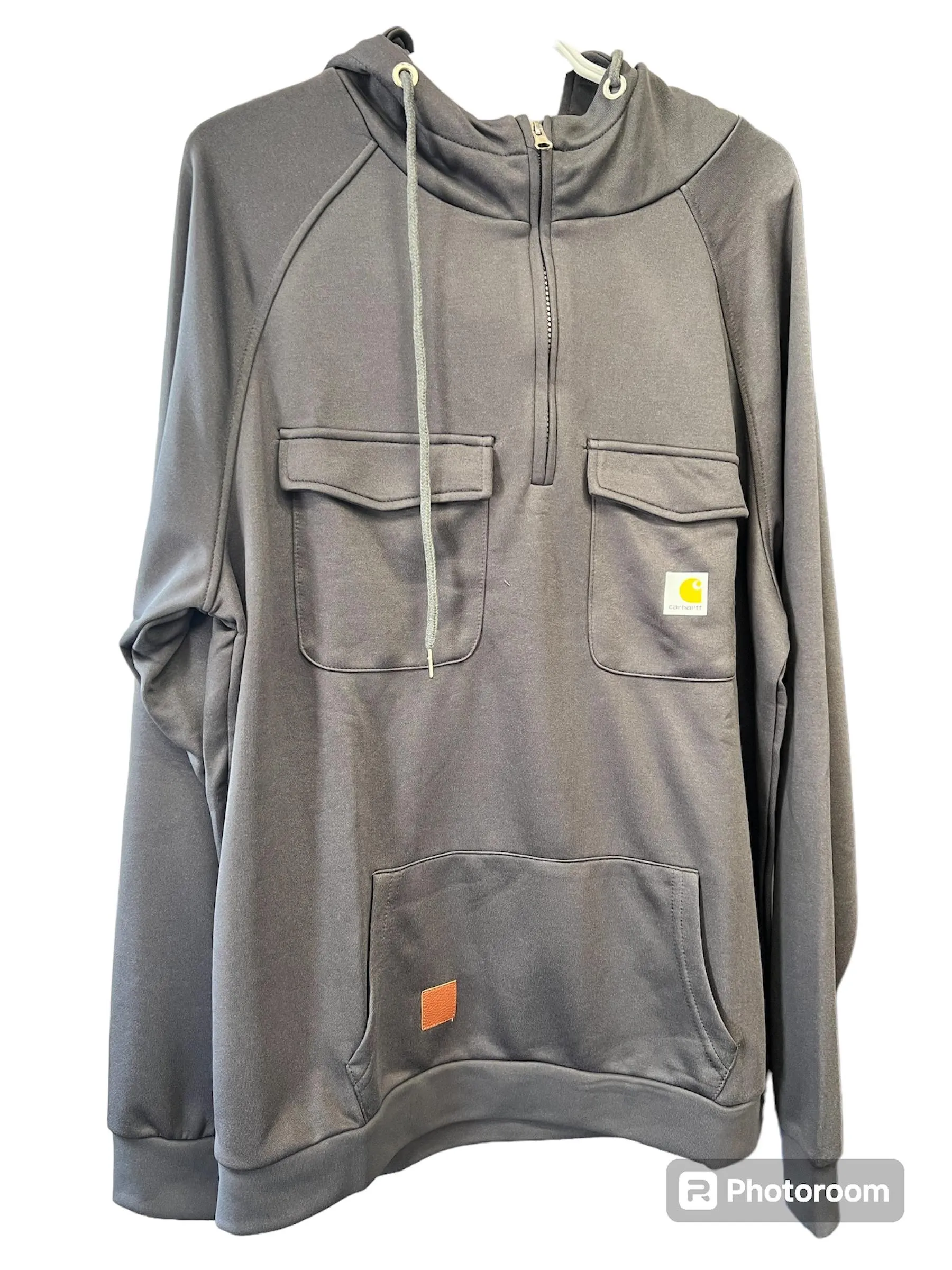 New Carhartt Dupe 1/4 Zip Workwear Double Pocket Hoodies for Men, Grey Sz XL! Unbranded