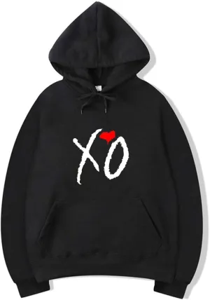 NEW The Weeknd Printed Hoodies XO Fashion Letter Print Hooded Sweatshirt Men Women Harajuku Hip Hop Pullover Hoodie Tops, Sz L