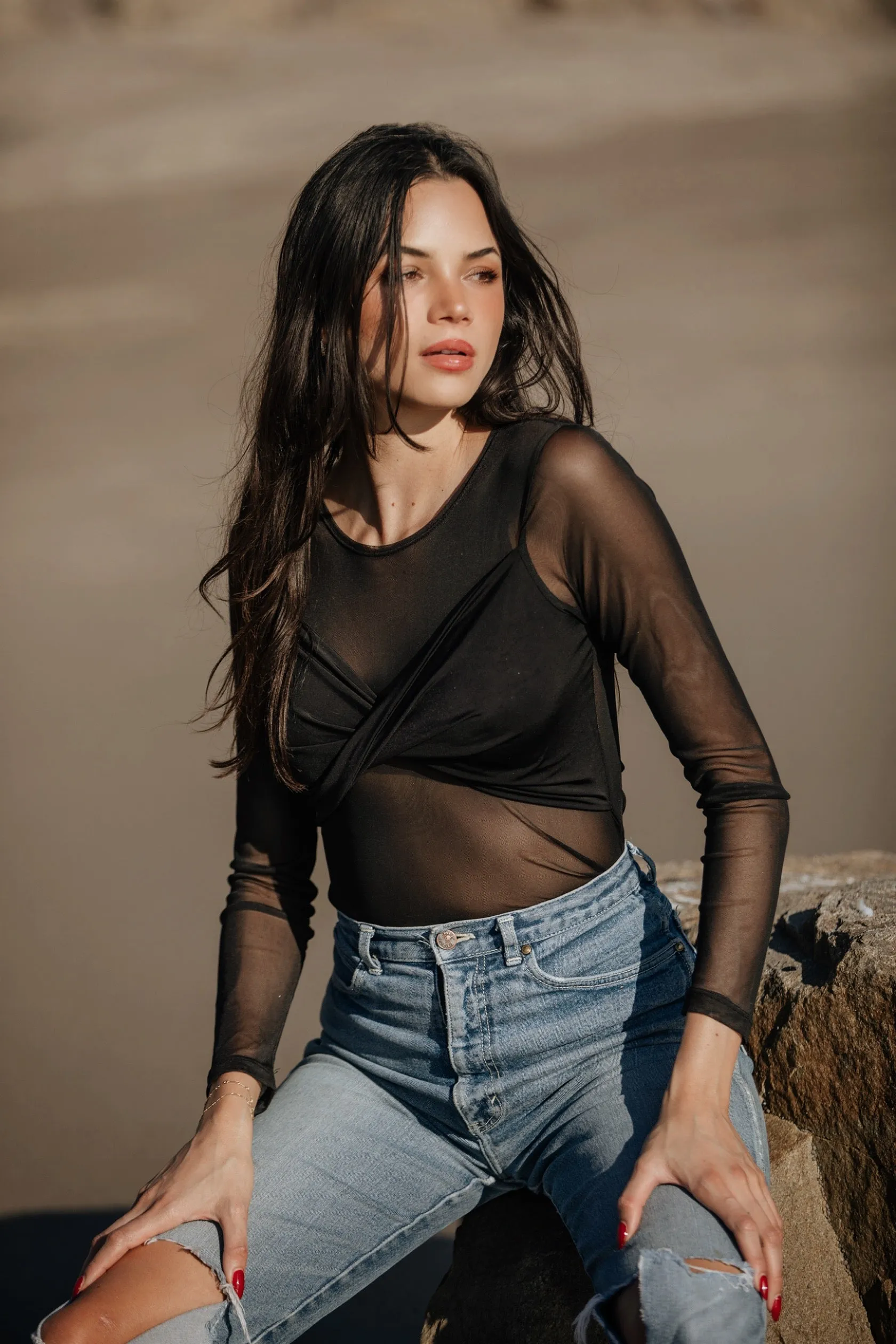 Nightcap Mesh Twist Top