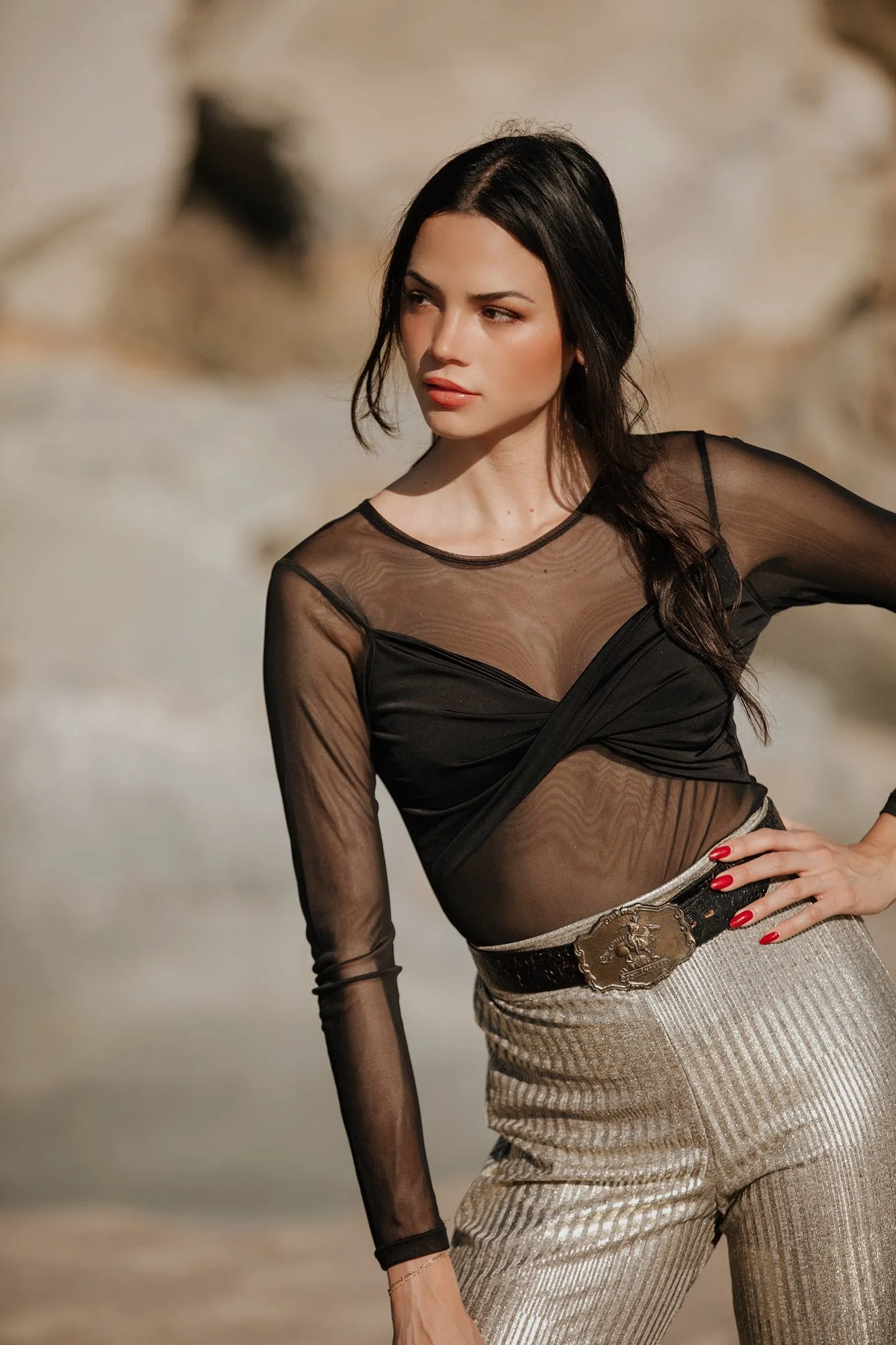 Nightcap Mesh Twist Top