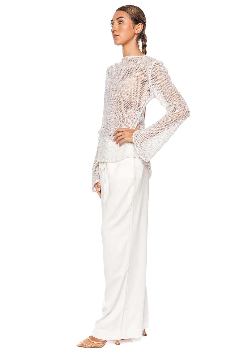 Orion Ivory Drawstring Wide Leg pant