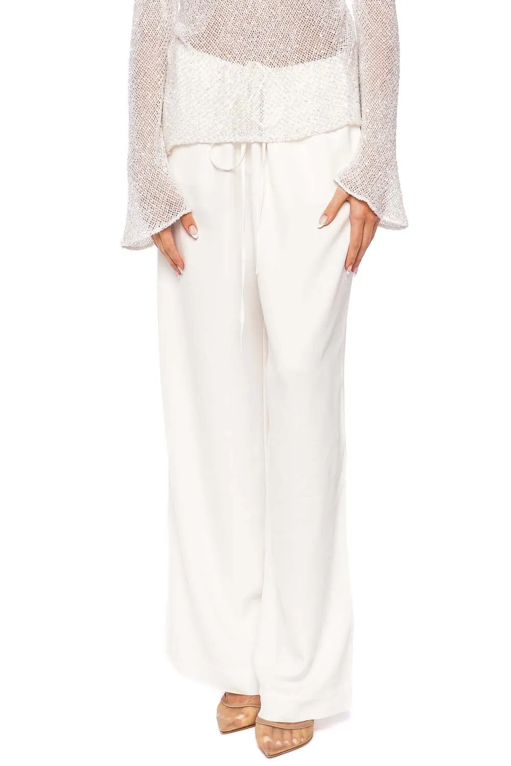 Orion Ivory Drawstring Wide Leg pant