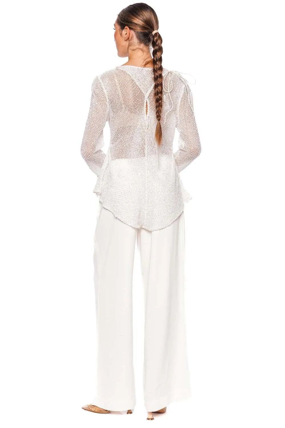 Orion Ivory Drawstring Wide Leg pant