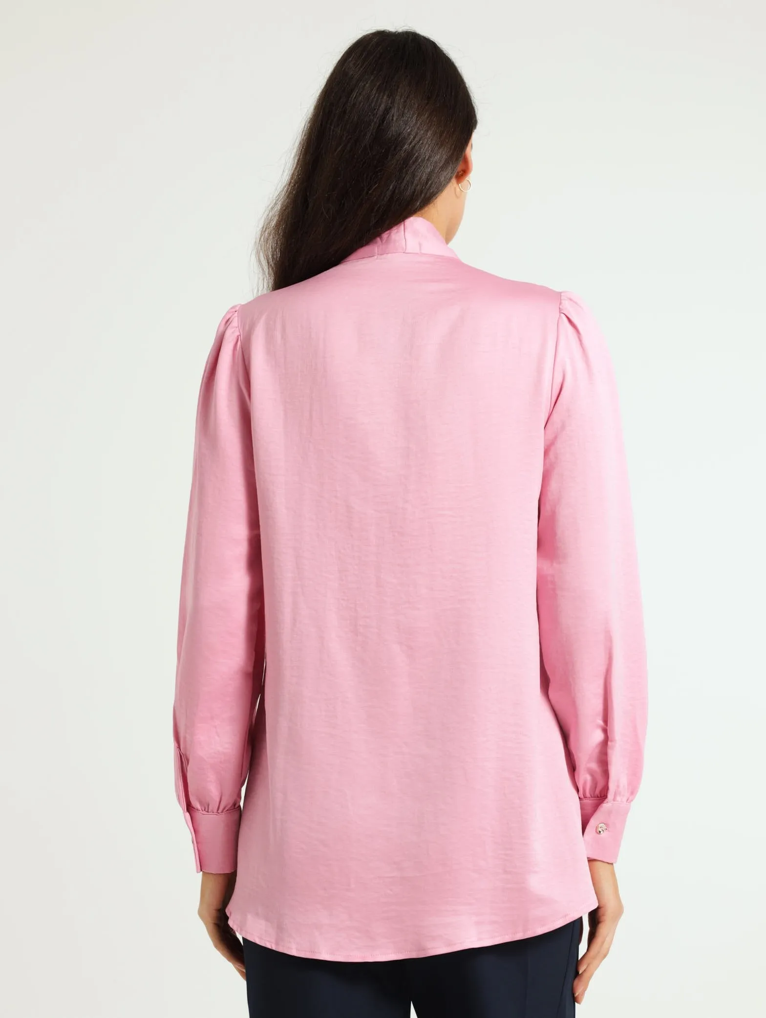 Oversized Satin Bow Shirt