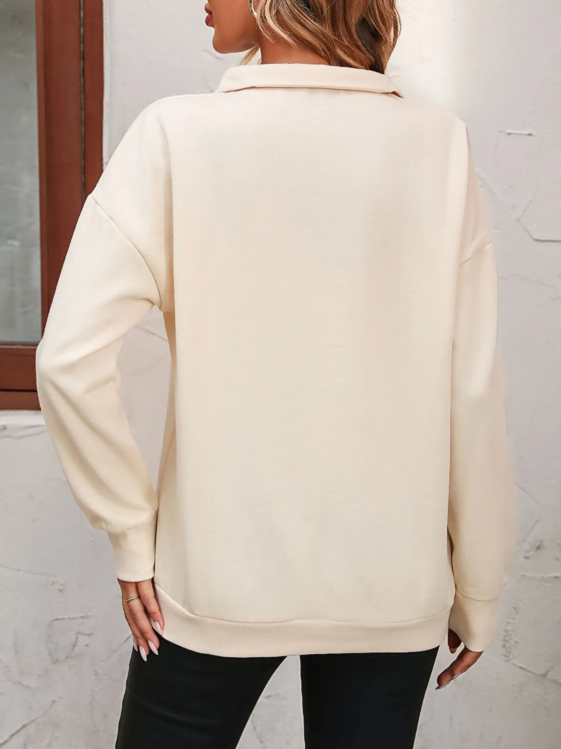 Paige Zip-Up Dropped Shoulder Sweatshirt