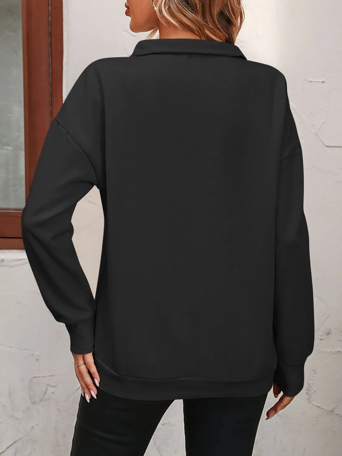 Paige Zip-Up Dropped Shoulder Sweatshirt