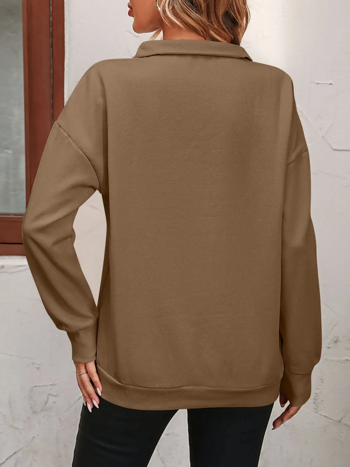 Paige Zip-Up Dropped Shoulder Sweatshirt
