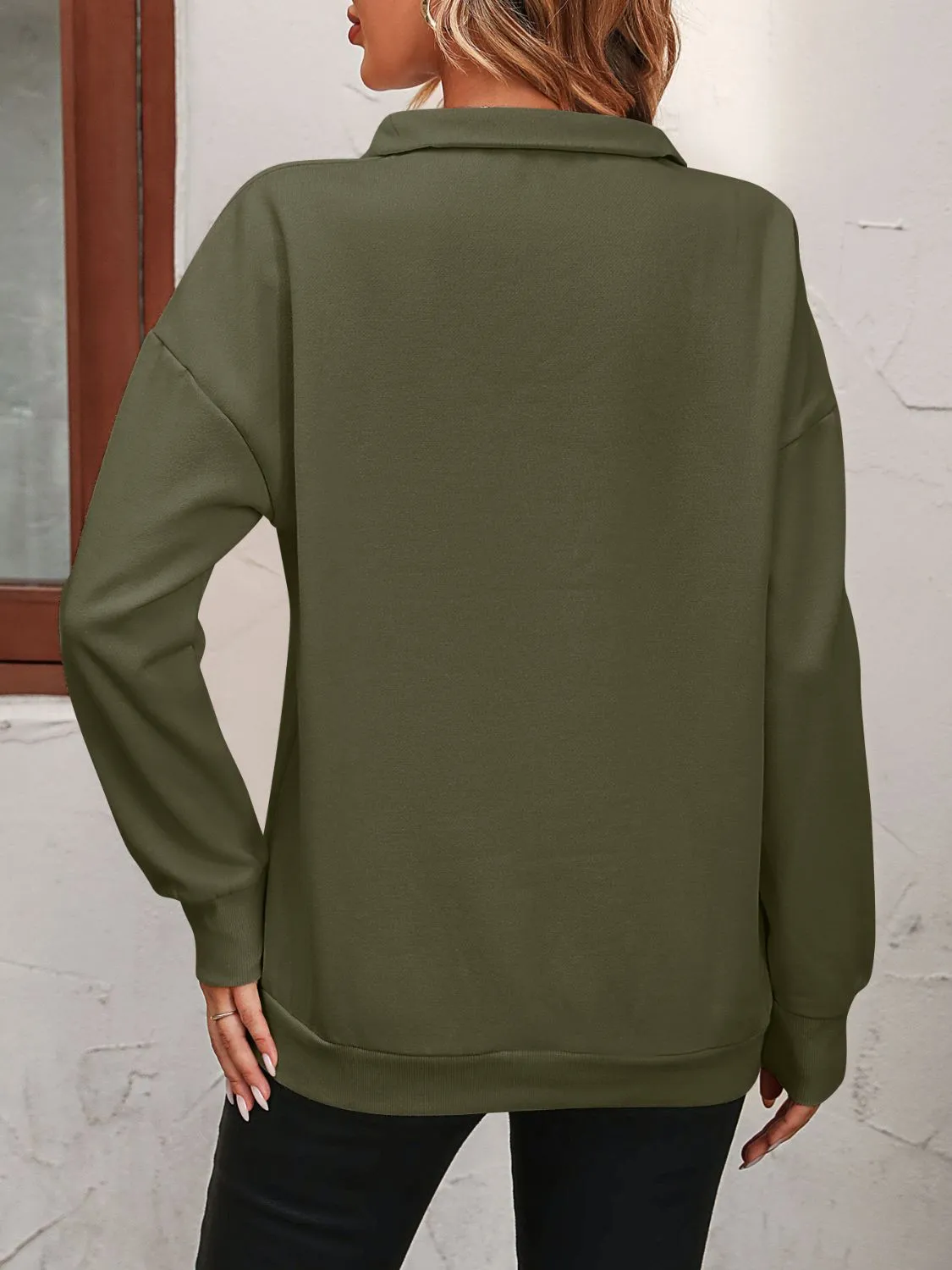 Paige Zip-Up Dropped Shoulder Sweatshirt