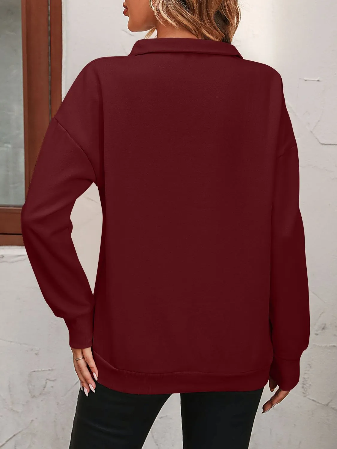 Paige Zip-Up Dropped Shoulder Sweatshirt